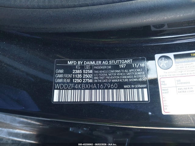WDDZF4KBXHA167960 Mercedes-Benz E 300 4matic