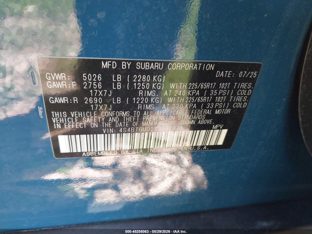 Aukcja sprzedaży 2025 Subaru Outback Wilderness, vin: 4S4BTGUD2S3291975, numer aukcji: 45258063