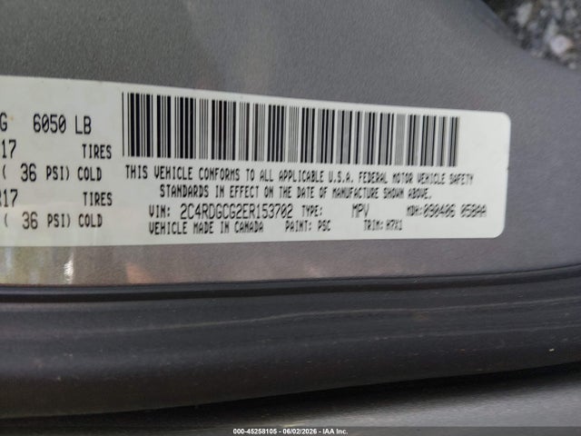 Aukcja sprzedaży 2014 Dodge Grand Caravan Sxt, vin: 2C4RDGCG2ER153702, numer aukcji: 45258105