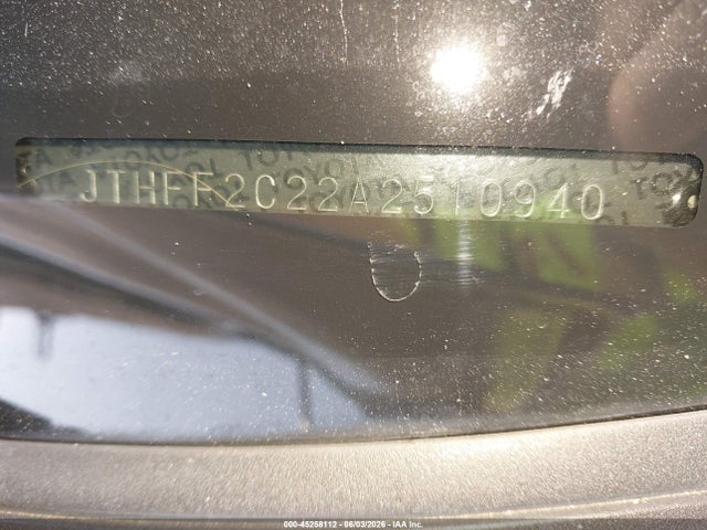 Продажа на аукционе авто 2010 Lexus Is 250c, vin: JTHFF2C22A2510940, номер лота: 45258112