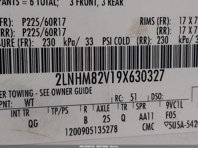 Продажа на аукционе авто 2009 Lincoln Town Car Signature Limited, vin: 2LNHM82V19X630327, номер лота: 45258135