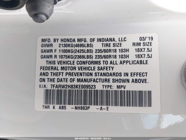 Honda Cr-v Ex-l 2019 7FARW2H83KE009523 Image 9