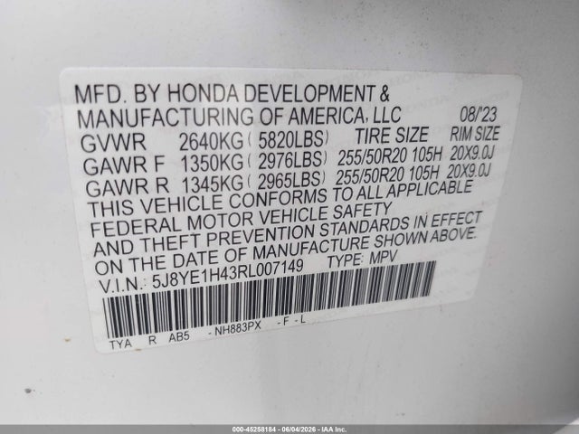 Продаж на аукціоні авто 2024 Acura Mdx Technology Package, vin: 5J8YE1H43RL007149, номер лоту: 45258184