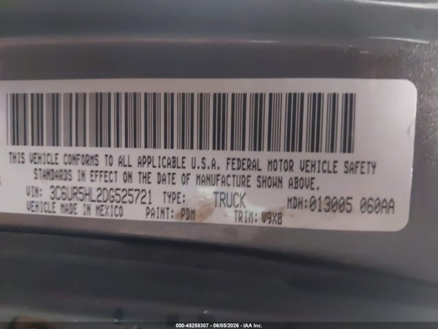 45258307 :رقم المزاد ، 3C6UR5HL2DG525721 vin ، 2013 Ram 2500 Tradesman مزاد بيع