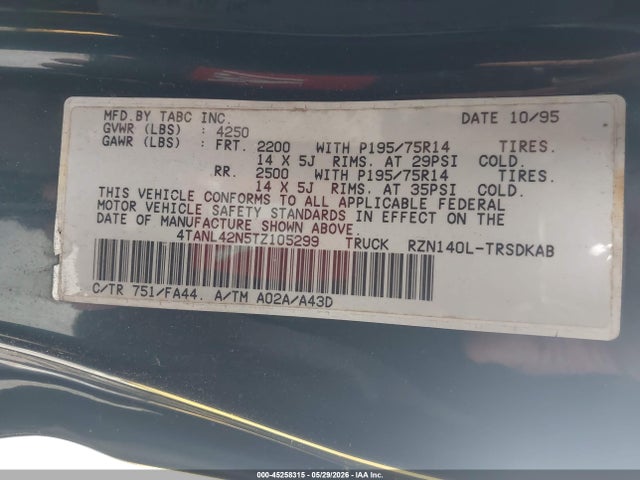 45258315 :رقم المزاد ، 4TANL42N5TZ105299 vin ، 1996 Toyota Tacoma مزاد بيع