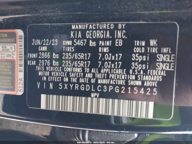 KIA SORENTO LX 2023 5XYRGDLC3PG215425 Image 9