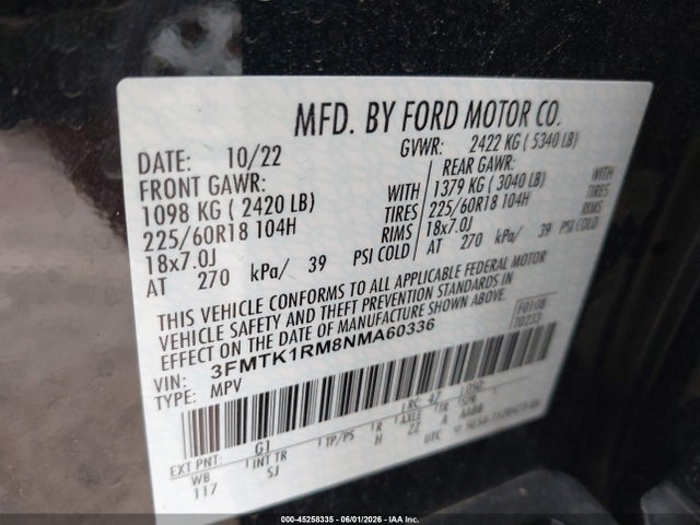 Ford Mustang Mach-e Select 2022 3FMTK1RM8NMA60336 Image 9