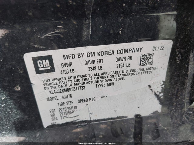 Продажа на аукционе авто 2022 Buick Encore Awd Preferred, vin: KL4CJESM0NB517733, номер лота: 45258346