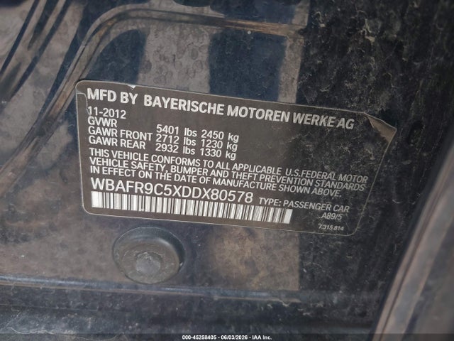 Aukcja sprzedaży 2013 Bmw 550i, vin: WBAFR9C5XDDX80578, numer aukcji: 45258405