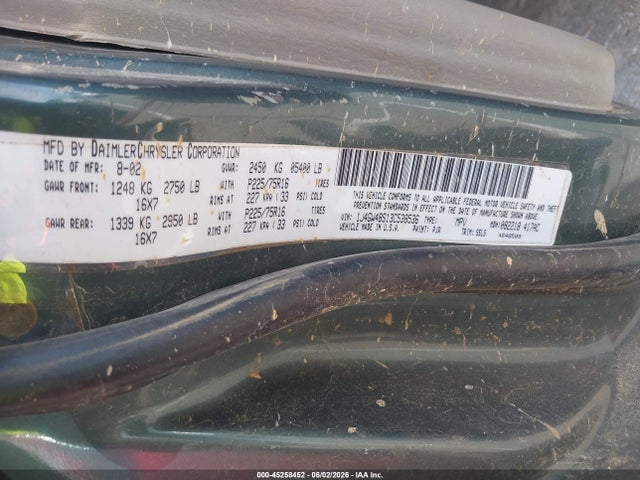 Aukcja sprzedaży 2003 Jeep Grand Cherokee Laredo, vin: 1J4GW48S13C538536, numer aukcji: 45258452