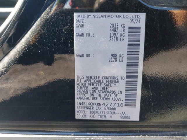 1N4BL4CWXRN427716 Nissan Altima Sr Intelligent Awd