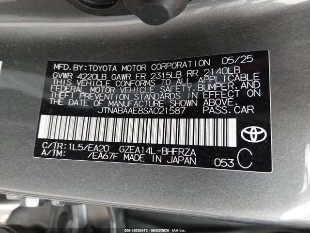 JTNABAAE8SA021587 Toyota Gr Corolla Premium