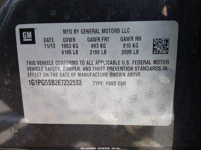 Продаж на аукціоні авто 2014 Chevrolet Cruze Ltz, vin: 1G1PG5SB2E7232533, номер лоту: 45258509
