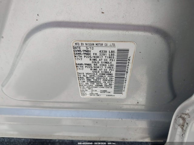 Auction sale of the 2012 Nissan Rogue Sv, vin: JN8AS5MT1CW610916, lot number: 45258549