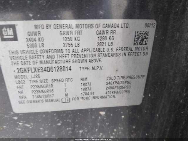 Продаж на аукціоні авто 2013 Gmc Terrain Slt-2, vin: 2GKFLXE34D6128014, номер лоту: 45258562
