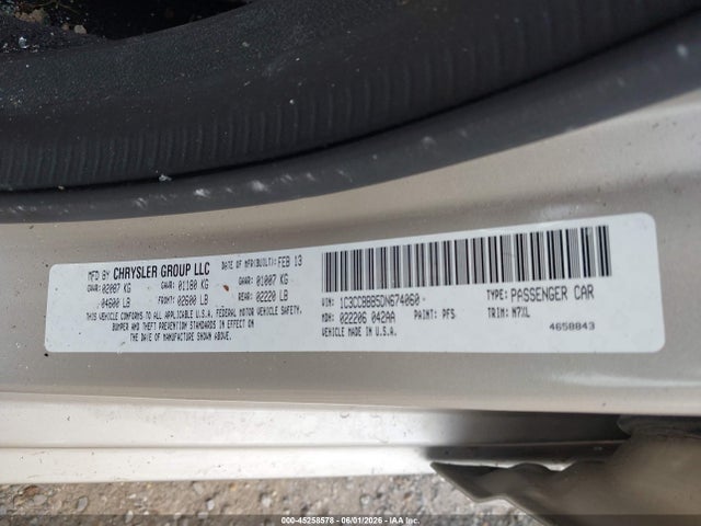 45258578 :رقم المزاد ، 1C3CCBBB5DN674060 vin ، 2013 Chrysler 200 Touring مزاد بيع