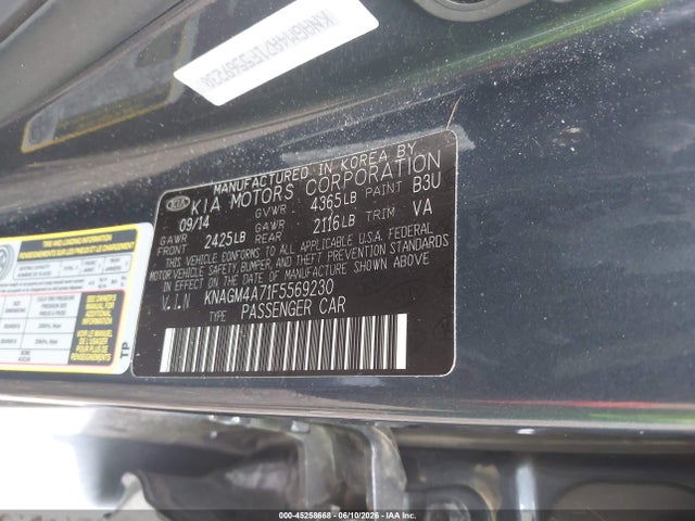 Aukcja sprzedaży 2015 Kia Optima Lx, vin: KNAGM4A71F5569230, numer aukcji: 45258668