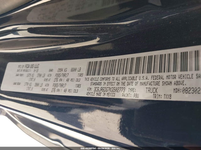 Продажа на аукционе авто 2019 Ram 1500 Classic Tradesman  4x2 8' Box, vin: 3C6JR6DG7KG502773, номер лота: 45258704