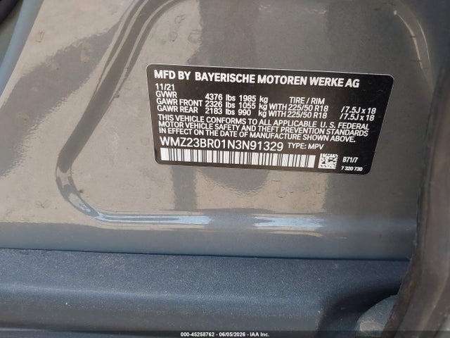 Продажа на аукционе авто 2022 Mini Countryman Cooper, vin: WMZ23BR01N3N91329, номер лота: 45258762