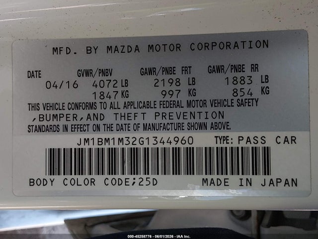 JM1BM1M32G1344960 Mazda Mazda3 S Touring
