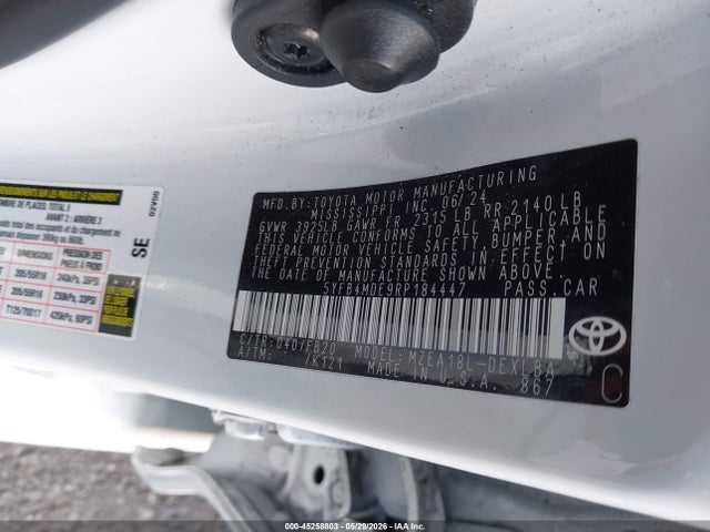 Aukcja sprzedaży 2024 Toyota Corolla Le, vin: 5YFB4MDE9RP184447, numer aukcji: 45258803