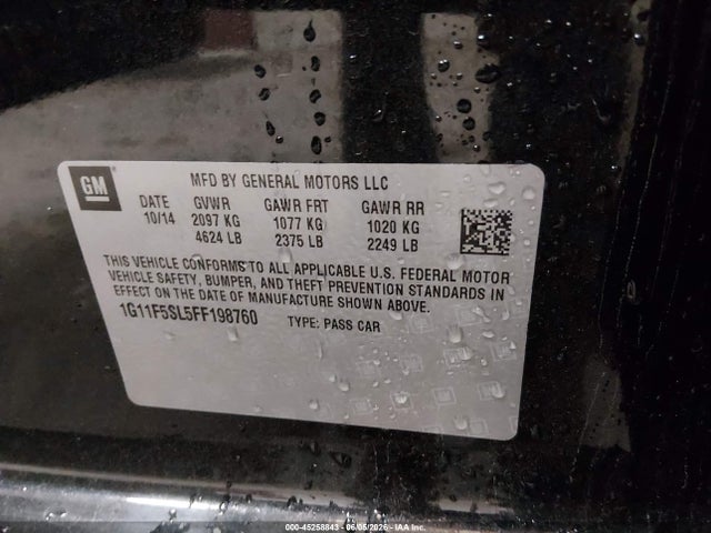 Продажа на аукционе авто 2015 Chevrolet Malibu 1lz, vin: 1G11F5SL5FF198760, номер лота: 45258843