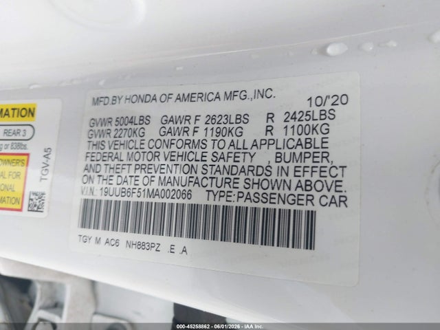 Acura Tlx A-spec Package 2021 19UUB6F51MA002066 Image 9
