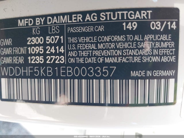 2014 Mercedes-benz E 350 მანქანა იყიდება აუქციონზე, vin: WDDHF5KB1EB003357, აუქციონის ნომერი: 45258905