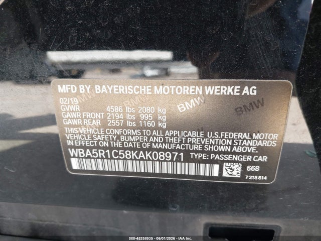 Aukcja sprzedaży 2019 Bmw 330i, vin: WBA5R1C58KAK08971, numer aukcji: 45258935