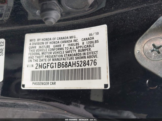 Продажа на аукционе авто 2010 Honda Civic Lx, vin: 2HGFG1B68AH528476, номер лота: 45258942