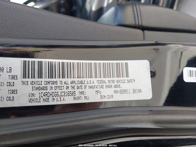 45258954 :رقم المزاد ، 1C4RDHDG6JC316505 vin ، 2018 Dodge Durango Gt Rwd مزاد بيع