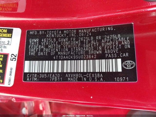 4T1DAACK9SU023642 Toyota CAMRY SE