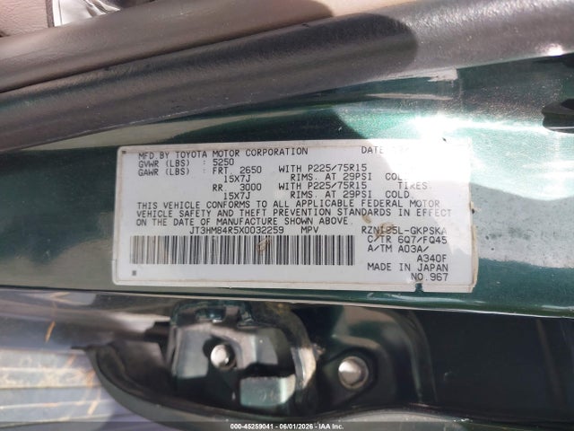 Aukcja sprzedaży 1999 Toyota 4runner, vin: JT3HM84R5X0032259, numer aukcji: 45259041