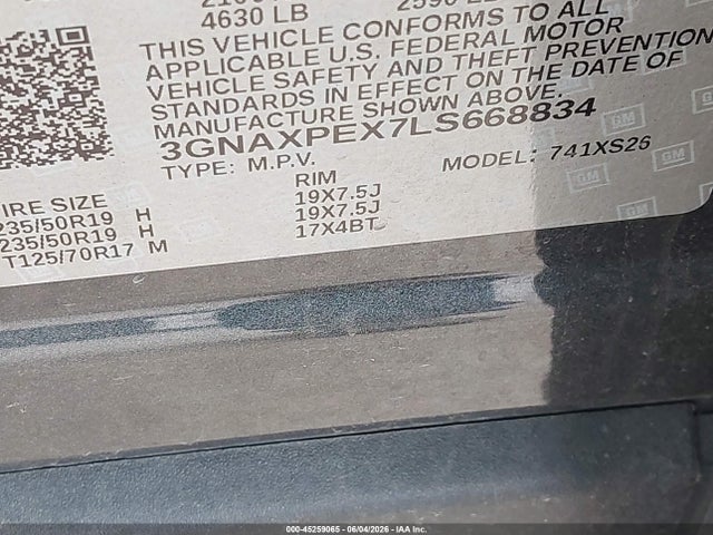 3GNAXPEX7LS668834 Chevrolet Equinox Fwd Premier 2.0l Turbo