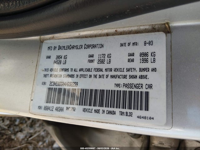 45259067 :رقم المزاد ، 2C3HE66G04H692259 vin ، 2004 Chrysler 300m مزاد بيع