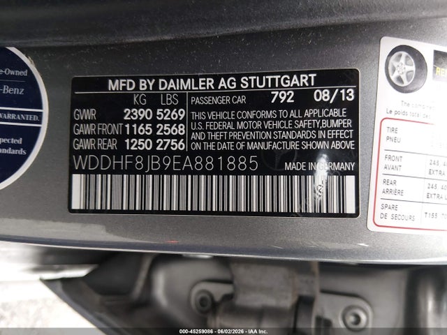 Продаж на аукціоні авто 2014 Mercedes-benz E 350 4matic, vin: WDDHF8JB9EA881885, номер лоту: 45259086