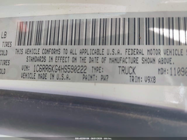 Продаж на аукціоні авто 2017 Ram 1500 Tradesman  4x2 5'7 Box, vin: 1C6RR6KG4HS590222, номер лоту: 45259106