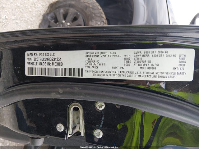 Aukcja sprzedaży 2024 Ram 2500 Tradesman  4x4 6'4 Box, vin: 3C6TR5CJ9RG234254, numer aukcji: 45259131