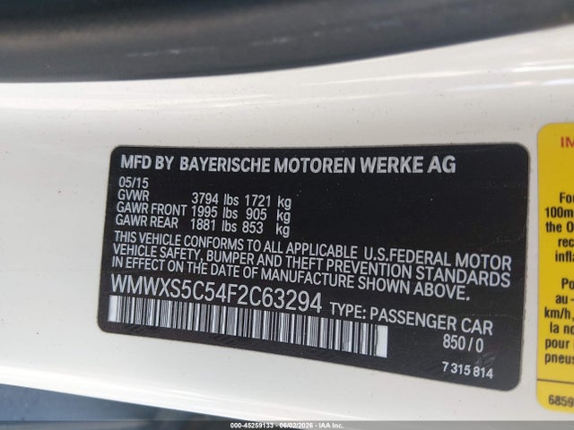 Продажа на аукционе авто 2015 Mini Hardtop Cooper, vin: WMWXS5C54F2C63294, номер лота: 45259133