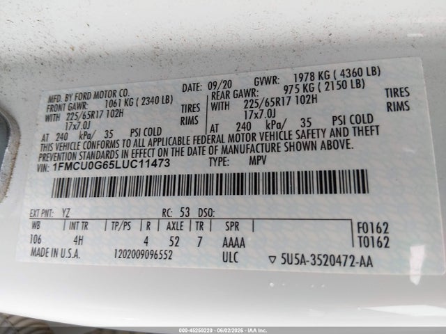Ford ESCAPE SE 2020 1FMCU0G65LUC11473 Image 9