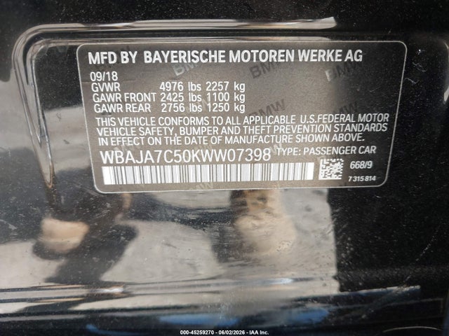 Продаж на аукціоні авто 2019 Bmw 530i Xdrive, vin: WBAJA7C50KWW07398, номер лоту: 45259270