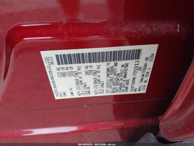 45259325 :رقم المزاد ، 5N1BT3BB9NC705011 vin ، 2022 Nissan Rogue Sv Intelligent Awd مزاد بيع