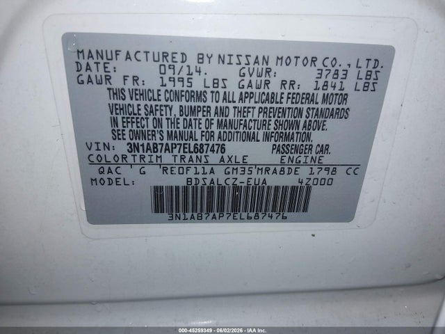 Nissan SENTRA S 2014 3N1AB7AP7EL687476 Image 9