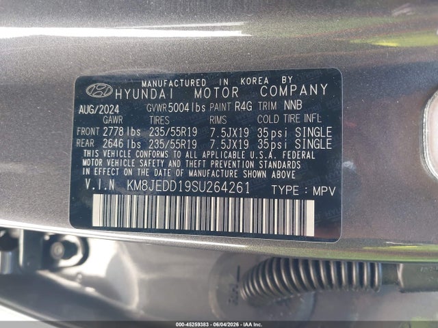 Aukcja sprzedaży 2025 Hyundai Tucson Hybrid Limited, vin: KM8JEDD19SU264261, numer aukcji: 45259383