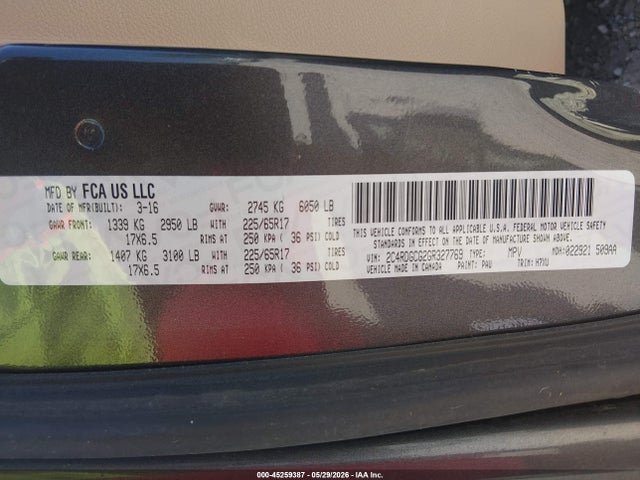 Aukcja sprzedaży 2016 Dodge Grand Caravan Sxt, vin: 2C4RDGCG2GR327769, numer aukcji: 45259387