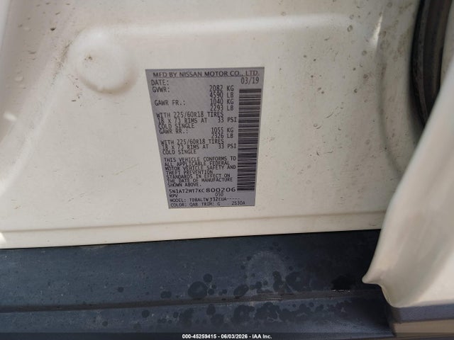 Nissan ROGUE SV 2019 5N1AT2MT7KC800206 Image 9