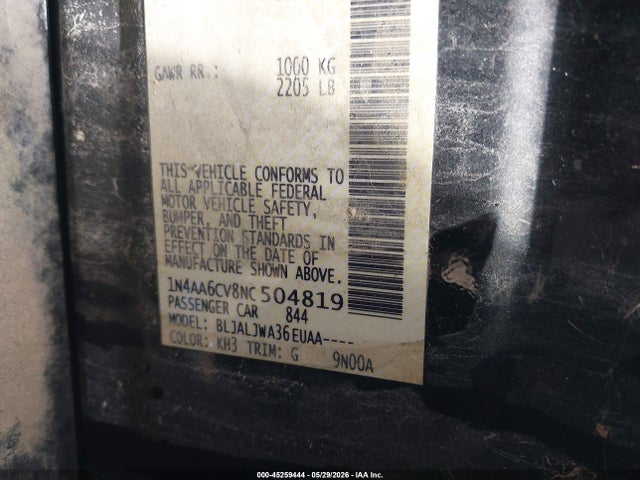 Nissan Maxima Sv Xtronic Cvt 2022 1N4AA6CV8NC504819 Image 9