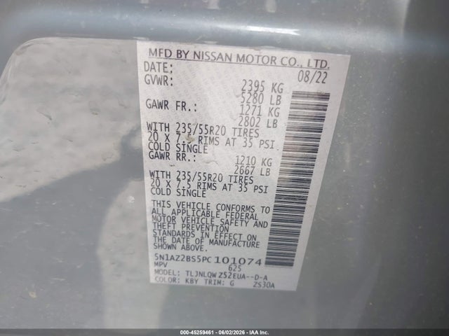 Aukcja sprzedaży 2023 Nissan Murano Sv Intelligent Awd, vin: 5N1AZ2BS5PC101074, numer aukcji: 45259461
