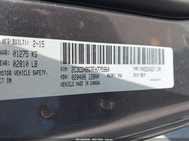 2C3CDXBG7FH775960 Dodge Charger Se