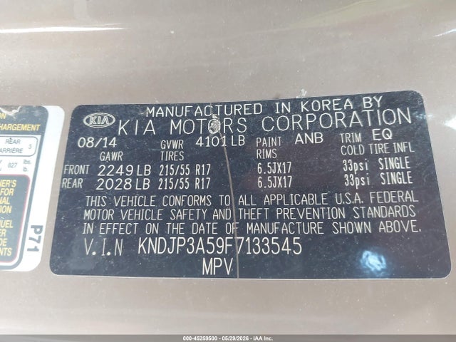 2015 Kia Soul + მანქანა იყიდება აუქციონზე, vin: KNDJP3A59F7133545, აუქციონის ნომერი: 45259500